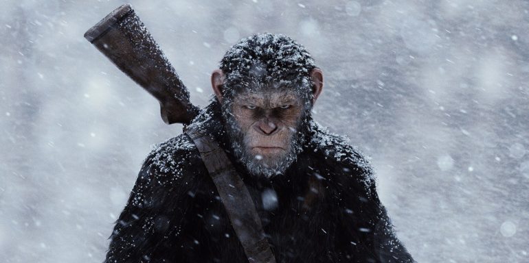 Taispeántas Serkis mar Caesar, croílár thríológ na n-ápaí