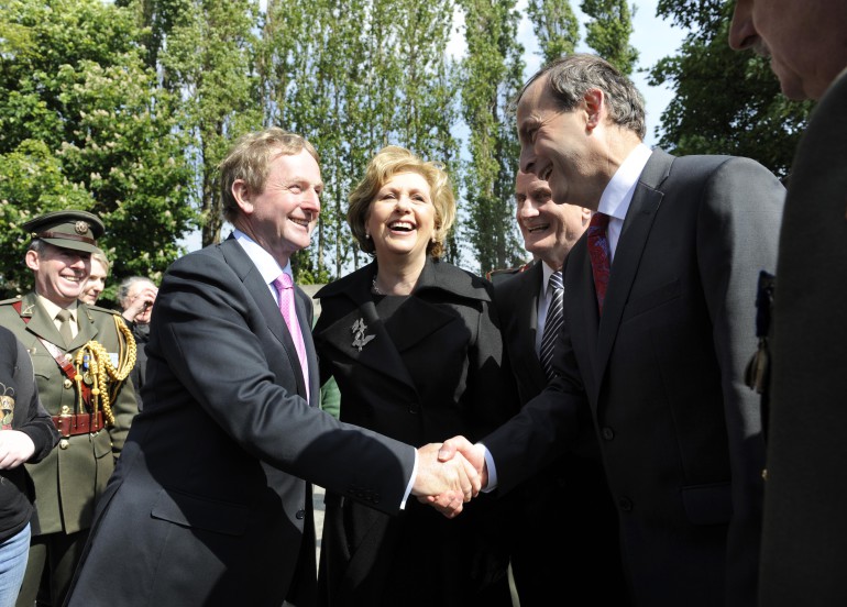 File Photo Enda Kenny and Michael Martin Potential Partners in Government.04/05/2011. 1916 Commemoration Ceremony. Fine Gael Leader and Taoiseach Enda Kenny, President Mary McAleese her husband Martin and Fianna Fail Leader Micheal Martin at the annual 1916 commemoration ceremony this morning in Arbour Hill. Photo:Sasko Lazarov/RollingNews.ie