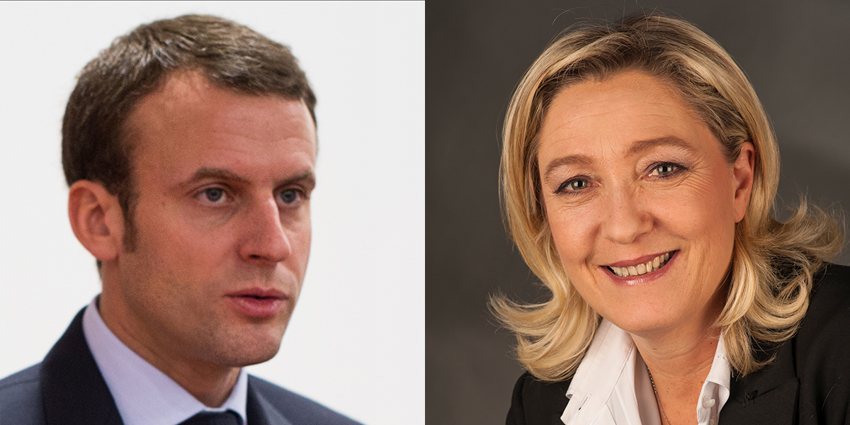 Macron i gcoinne Le Pen sa dara babhta de thoghchán na Fraince