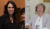 Jacinda Ardern agus Theresa May, is mór idir cur chuige na beirte