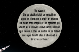 An teachtaireacht as Gaeilge a fágadh ar an ngealach caoga bliain ó shin…
