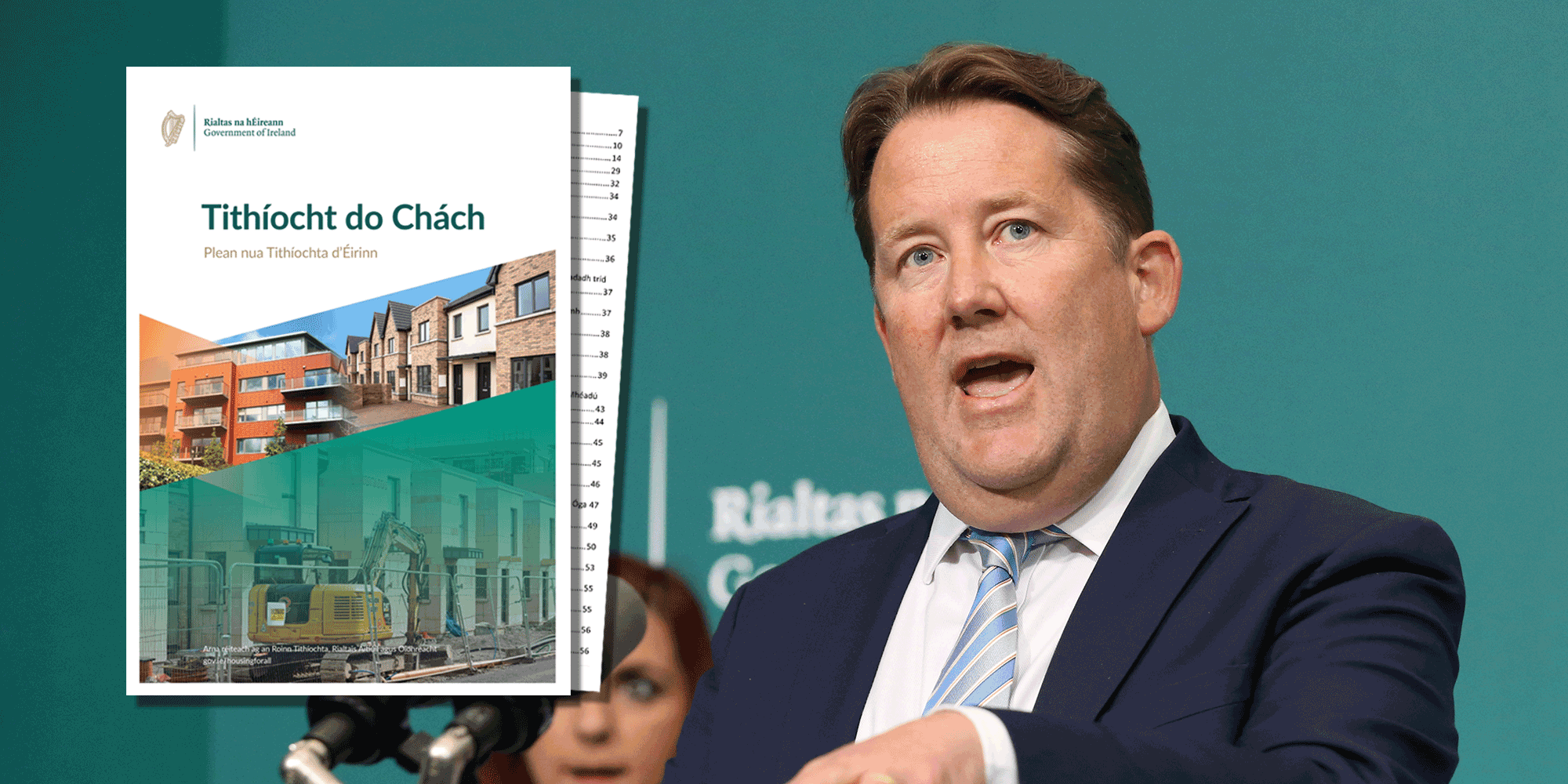 Plean tithíochta foilsithe ag an Rialtas chun 300,000 teach nua a thógáil