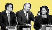 Tá Fianna Fáil dingthe, sáinnithe idir Fine Gael agus Sinn Féin