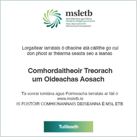 MSLETB Comhordaitheoir Treorach um Oideachas AosachBrat 0625