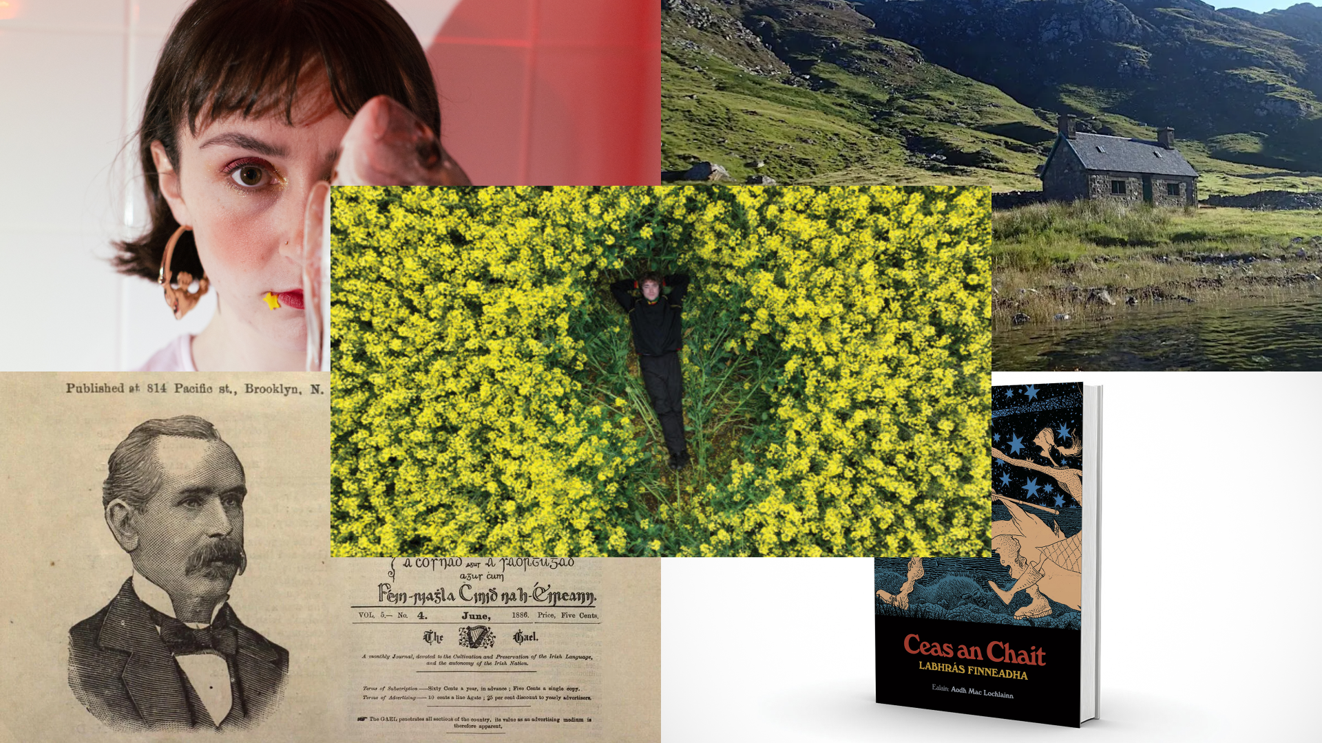 ‘An Gaodhal’ ar líne, ‘Ceas an Chait’  i Charlie Byrne’s, ‘Uaigneas an Ghleanna’ i dTamhlacht, ‘Scéala ó Charolina’ i UCC, ‘Focla ar Chanbhás’ i Londain