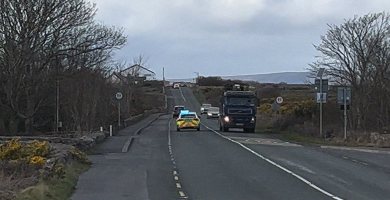 Corp fir faighte i log le taobh an bhóthair i gConamara