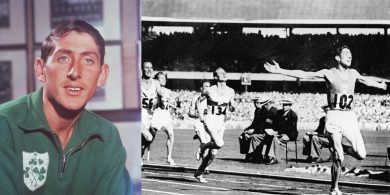 3 nóiméad, 41.2 soicind a bhí ar an gclog, nuair a thrasnaigh Ronnie Delany an líne