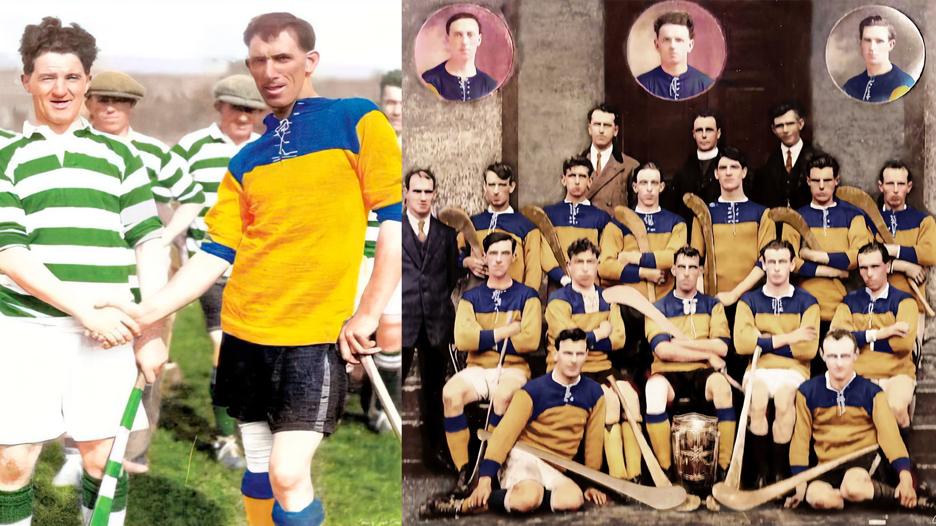 Dúghorm agus ór na dathanna a bhí ag Gaillimh nuair a bhuaigh siad craobh 1923 in aghaidh Luimnigh