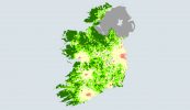 Scáil ar cheantair Ghaeltachta – dath dorcha ar an mapa
