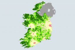 Scáil ar cheantair Ghaeltachta – dath dorcha ar an mapa