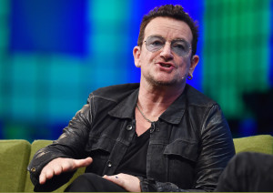 NO FEE 6 November 2014; Bono, Musician, Elevation Partners, on the centre stage during Day 3 of the 2014 Web Summit in the RDS, Dublin, Ireland. Picture Flicker/ Photocall Ireland