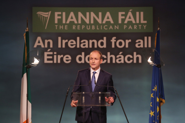 16/01/2016. Fianna Fail Ard Fheis. Pictured leader of Fianna Fail Micheal Martin TD making his leaders address to delegates at the end of the Fianna Fail Ard Fheis in the City West Hotel in Dublin this evening. Photo: Sam Boal/Rollingnews.ie