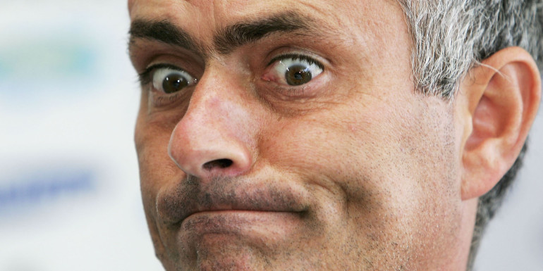 Jose Mourinho reacts to a question 8/9/2006