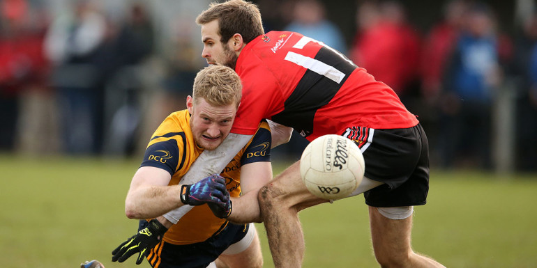 Padraig O'Connor tackles Conor McGraynor 21/2/2015