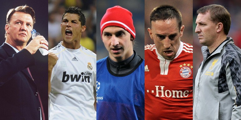 Louis Van Gaal, Cristiano Ronaldo, Zlatan Ibrahimovic, Franck Ribery agus Brendan Rodgers