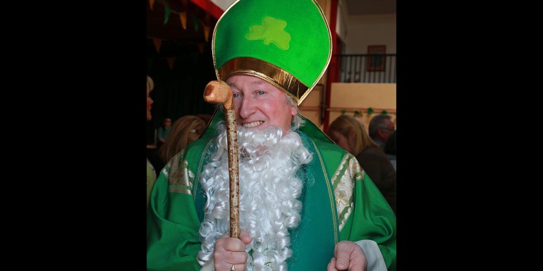Patrick Nash as St Patrick in Burtonport yesterday, St Patrick's Day.