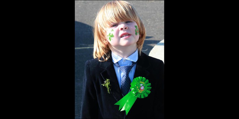 Young Evan Ward all dressed up for the St Patrick's Day parade in Dungloe.