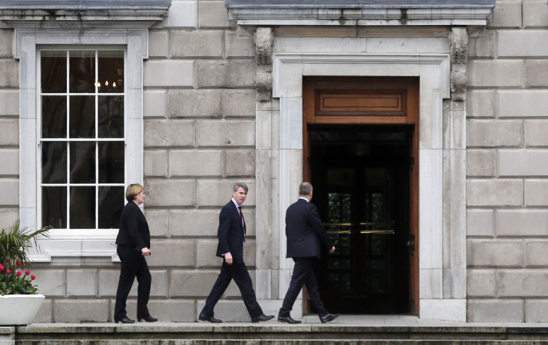 12/04/2016. General Election 2016 - Goverment Formation. Pictured (1ST FROM R) Leader of Fianna Fail Michael Martin TD pictured arriving at Leinster House this morning in Dublin with his advisors. Photo: Sam Boal/Rollingnews.ie