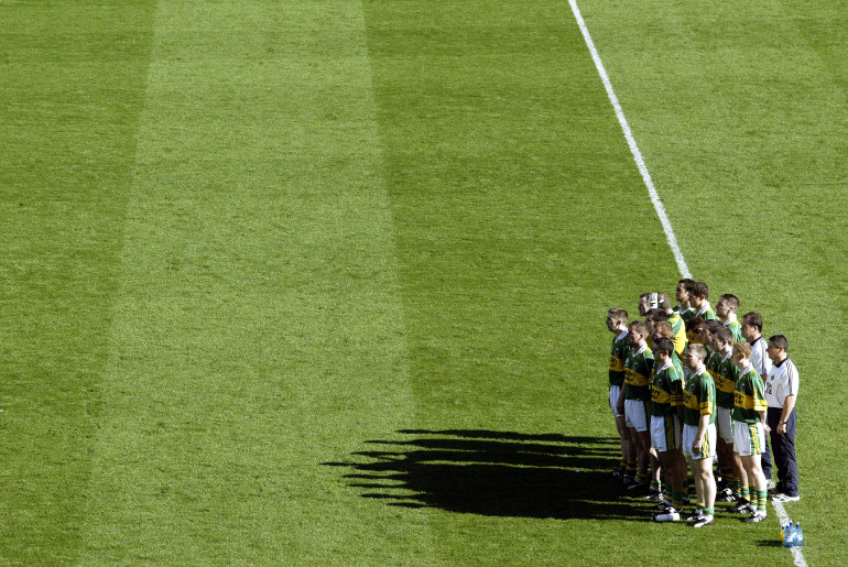 All Ireland Senior Football Final 25/9/2005 Kerry The Kerry team stand for the National Anthem Mandatory Credit ©INPHO/Donall Farmer
