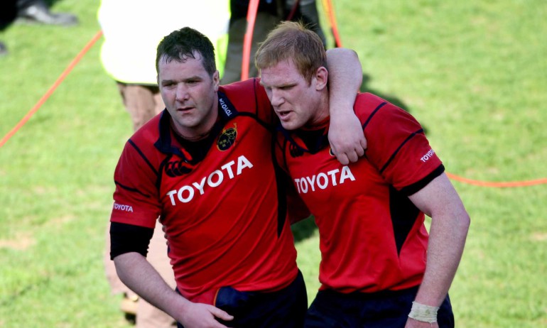 Heineken Cup Semi Final 23/4/2006 Munster Anthony Foley and Paul O'Connell after the game Mandatory Credit ©INPHO/Billy Stickland