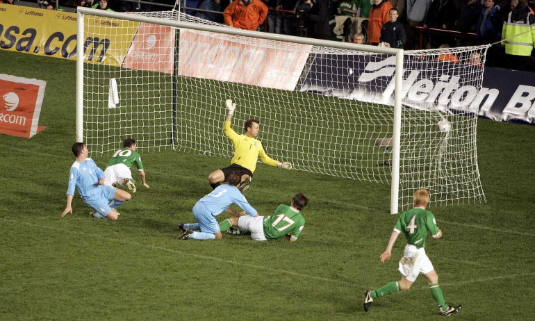 Euro 2008 Qualifier 15/11/2006 Republic of Ireland vs San Marino Robbie Keane scores the last ever international goal at Lansdowne Road Mandatory Credit ©INPHO/Donall Farmer