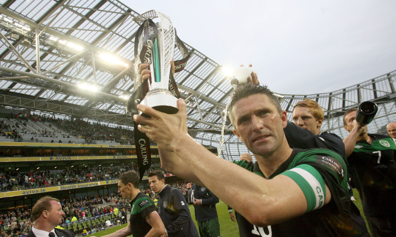 Carling Nations Cup 29/5/2011 Ireland vs Scotland Ireland's Robbie Keane with the trophy after the game Mandatory Credit ©INPHO/Ryan Byrne