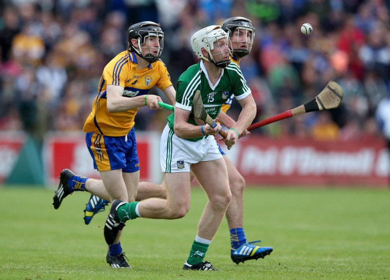 Bord Gais Energy Munster Under 21 Hurling Championship Final, Cusack Park, Ennis, Co. Clare 30/7/2015 Clare vs Limerick Clare's Shane O'Brien and Cian Lynch of Limerick Mandatory Credit ©INPHO/Ryan Byrne