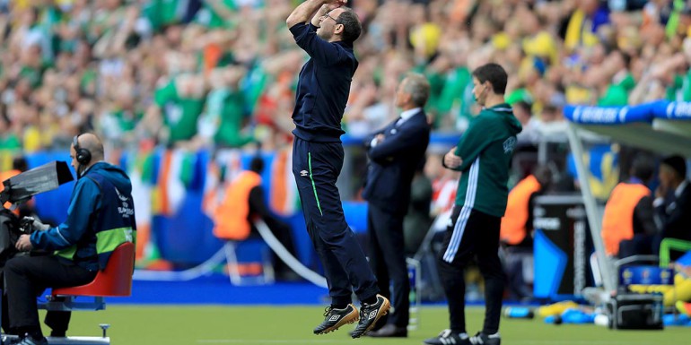 Martin O'Neill reacts to a missed chance 13/6/2016