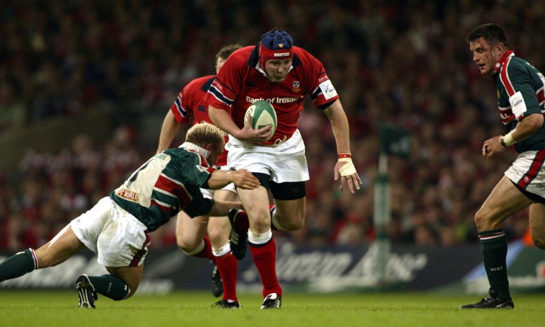 A Tribute to Anthony Foley Heineken European Cup Final Leicester vs Munster 25/5/2002 Anthony Foley of Munster gets away from Neil Back of Leicester Mandatory Credit ©INPHO/Patrick Bolger