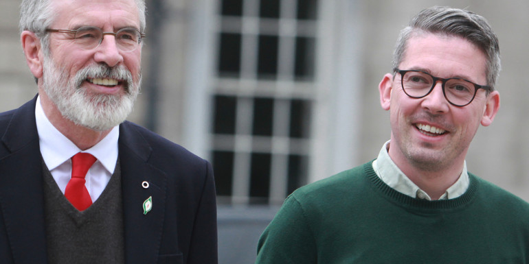 30/06/2016. Sinn Fein National Forum. Pictured (L to R) Sinn Fein President Gerry Adams le Niall O Donnghaile. Pictiúr: RollingNews.ie