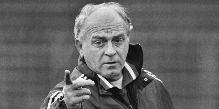 Football : Madrid Training Pre : European Cup Winners Cup Final 1983 Aberdeen v Real Madrid 11/05/1983  Alfredo Di Stefano (Real Madrid Manager / coach )