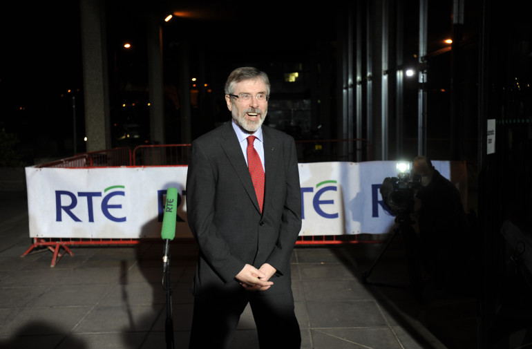 14/02/2011. RTE Leaders Television Debates. Sinn Fein leader Gerry Adams speaking at RTE studios ahead of tonight's five leaders debate. Photo: Sasko Lazarov/RollingNews.ie