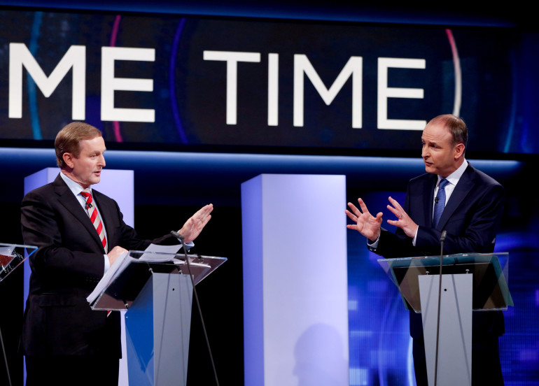 RTE Prime Time Leaders Debate in RTE studios . Pic shows Taoiseach Enda Kenny and Micheal Martin during TV Debate on RTE Prime Time. 23/2/2016 Photo RollingNews.ie/RTE